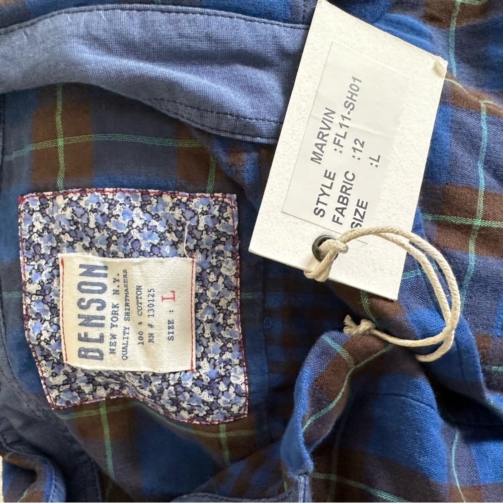 NWT Blue Benson Button Down Shirt Size Large - Picture 3 of 7